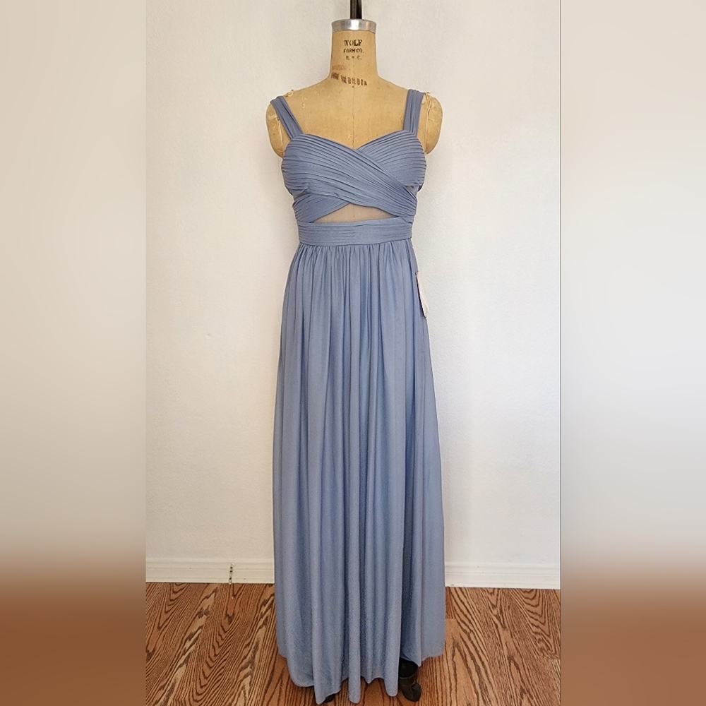 Birdy Grey Blue Mesh Elsye Bridesmaid Gown - Picture 5 of 12